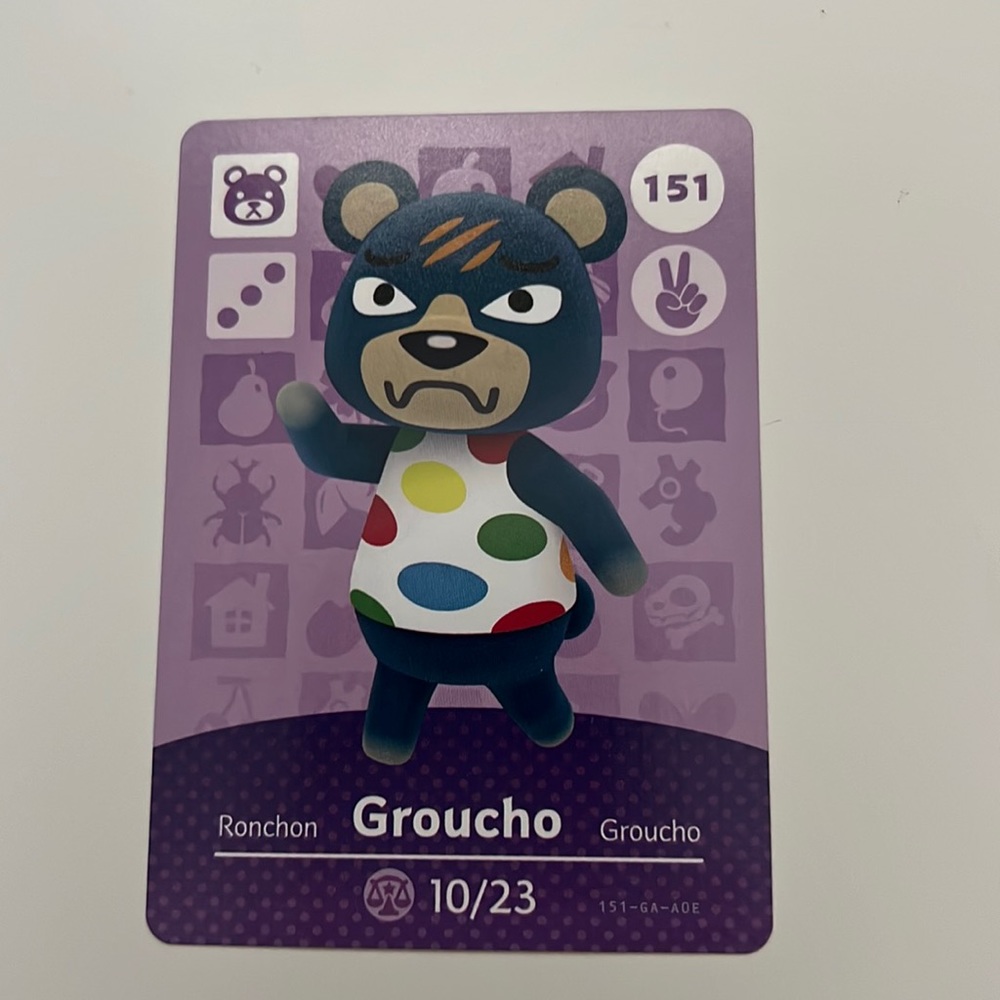 Groucho animal crossing amiibo card number 151